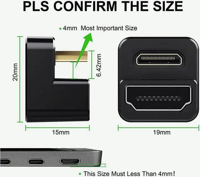 Alt view image 5 of 7 - 180 degrees U-shaped connector Mini HDMI male to HDMI female for portable monitors display Adapter Cable video audio converter cable arrangement Accessories 4K×2K 1080p UHD FHD 60hz