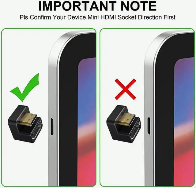 Alt view image 4 of 7 - Mini HDMI male to HDMI female 180 degrees Adapter Cable video audio converter 4K×2K 1080p UHD FHD 60hz U-shaped connector for portable monitors display cable arrangement Accessories