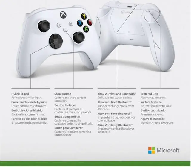 Alt view image 3 of 5 - Xbox M07491-RW Xbox Wireless Core Controller (Robot White) - Xbox Series X/Xbox Series S