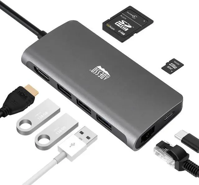 Alt view image 2 of 5 - Adesso AUH-4030 8-in-1 USB-C Multiport Docking Station