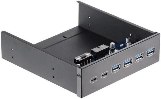 Alt view image 2 of 5 - 5.25" Front Bay USB HUB 2-Port USB 3.1 & 4-Port USB 3.0 High Speed 5Gbps USB Hub Front Panel Computer Case Optical Drive Bay Converter Hub