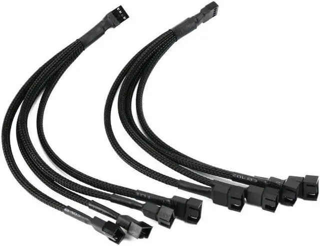 Main image of PWM Fan Splitter , 4 pin Adapter Cable Sleeved Braided Y Splitter for Desktop Computer CPU Fan Splitter PC 4 Pin Fan Extension Power Cable 1 to 4 Converter 10 inches (2 Pack)