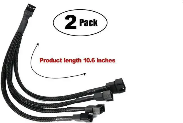 Alt view image 3 of 4 - PWM Fan Splitter , 4 pin Adapter Cable Sleeved Braided Y Splitter for Desktop Computer CPU Fan Splitter PC 4 Pin Fan Extension Power Cable 1 to 4 Converter 10 inches (2 Pack)