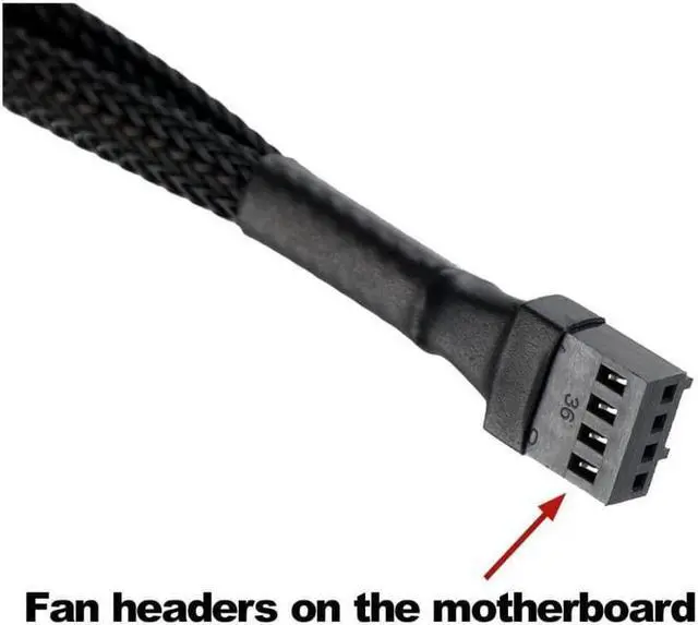 Alt view image 4 of 4 - PWM Fan Splitter , 4 pin Adapter Cable Sleeved Braided Y Splitter for Desktop Computer CPU Fan Splitter PC 4 Pin Fan Extension Power Cable 1 to 4 Converter 10 inches (2 Pack)