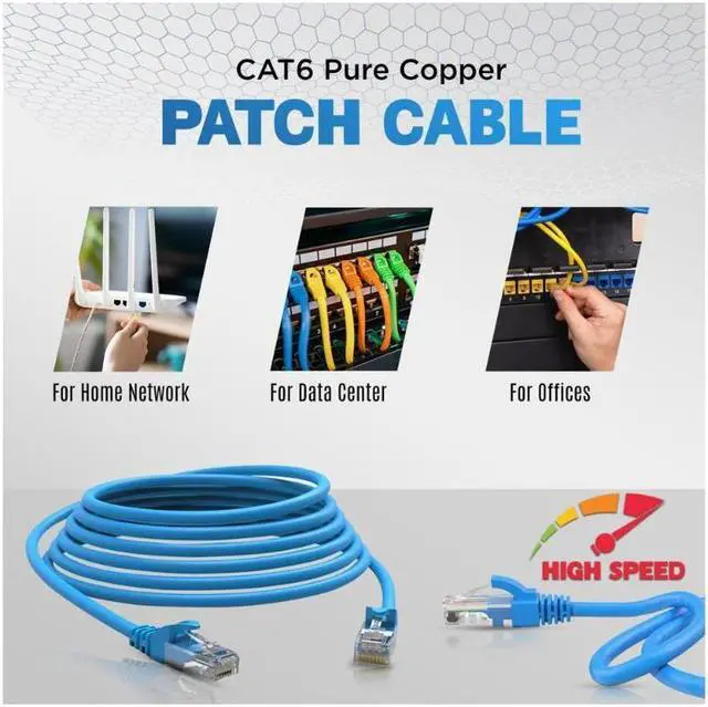 Alt view image 5 of 6 - Cat6 Ethernet Cable - 10 ft - Black - Patch Cable - 10 Pack - Network Cable - Ethernet Cord - Cat 6 Cable - Black- 10ft Pack Of 10 Bare Copper