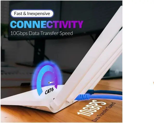 Alt view image 6 of 6 - Cat6 Ethernet Cable - 10 ft - Black - Patch Cable - 10 Pack - Network Cable - Ethernet Cord - Cat 6 Cable - Black- 10ft Pack Of 10 Bare Copper