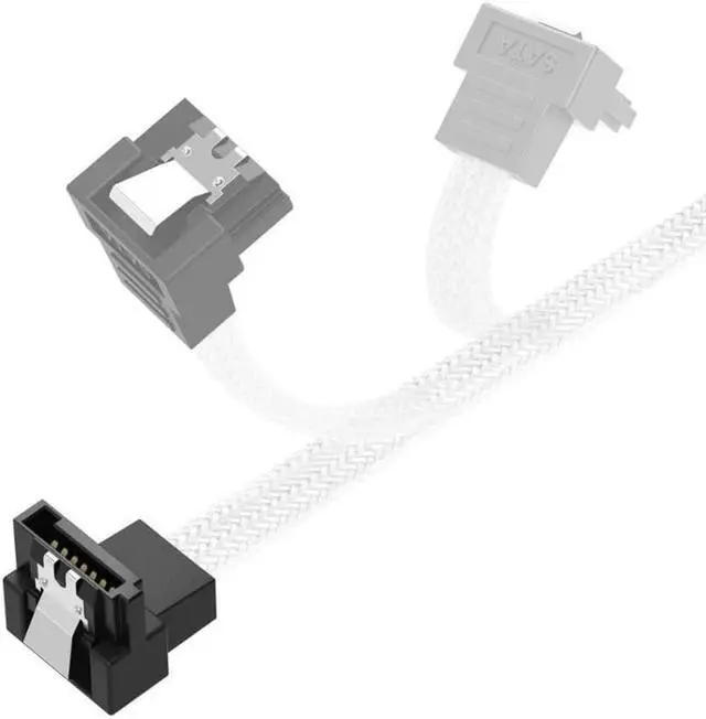 Alt view image 3 of 7 - 3PACK SATA Cable III 3 Pack 90 Degree Straight to Right Angle 6Gbps HDD SDD SATA Data Cable with Locking Latch 50cm 18 Inch for SATA HDD, SSD, CD Driver, CD Writer, White