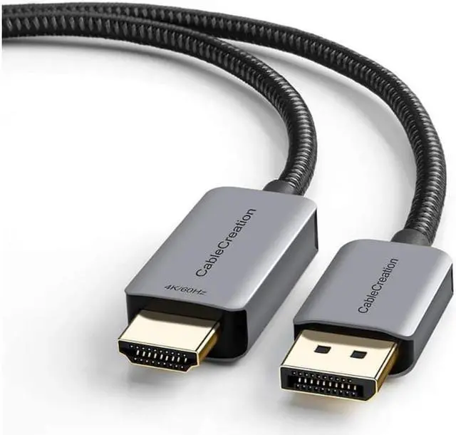 Main image of Active DP to HDMI Cable HDR 4K@60Hz 2K@144Hz 1080P@144Hz CableCreation 8FT Unidirectional DisplayPort to HDMI Monitor Cable DP 1.4 to HDMI 2.0 Braided Support Eyefinity Multi-Display Alumium
