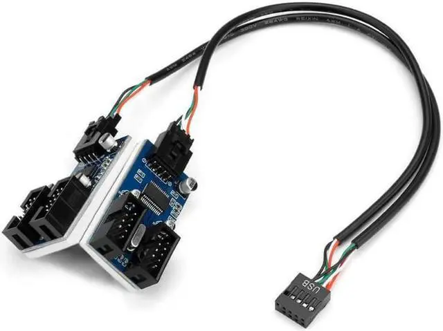 Main image of Motherboard USB 2.0 9pin Header 1 to 4 Extension Hub Splitter Adapter - Converter MB USB 2.0 Female to 4 Female - 30CM USB 9-pin Internal Cable 9 pin Connector Adapter Port Multiplier
