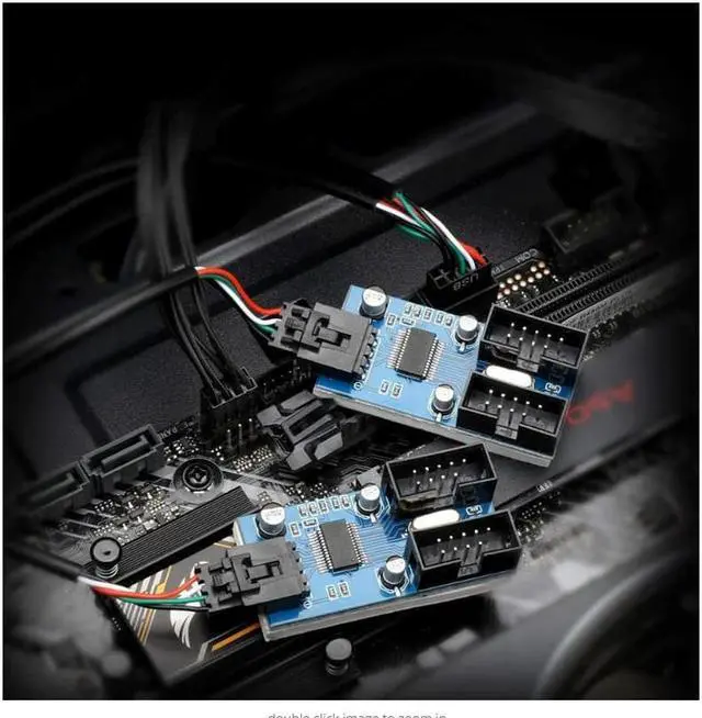 Alt view image 5 of 5 - Motherboard USB 2.0 9pin Header 1 to 4 Extension Hub Splitter Adapter - Converter MB USB 2.0 Female to 4 Female - 30CM USB 9-pin Internal Cable 9 pin Connector Adapter Port Multiplier