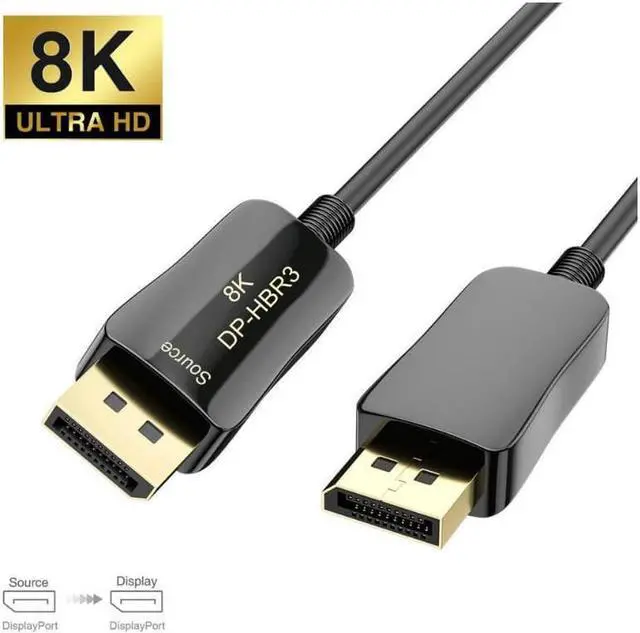 Main image of 8K 4K DisplayPort Cable DP 1.4 8K@60Hz 4K@144Hz High Speed 32.4Gbps Optical Fiber Slim and Flexible DP to DP Cable 10M 33ft