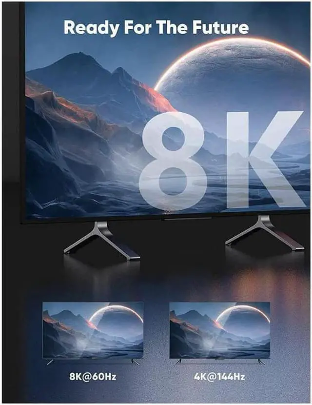 Alt view image 2 of 6 - VESA Certified DisplayPort Cable 1.4, Capshi 8K DP Cable 20 FT (8K@60Hz, 4K@144Hz, 1080P@240Hz) HBR3 Support 32.4Gbps, HDCP 2.2, HDR10 FreeSync G-Sync for Gaming Monitor 3090 Graphics PC (Grey)