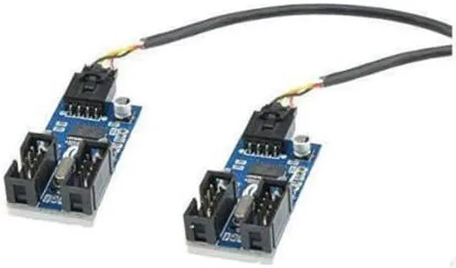 Alt view image 2 of 6 - 9pin USB header Male 1 to 4 Female Extension Cable Card Motherboard 9-Pin USB HUB USB 2.0 9 pin Connector Adapter Port Multilier