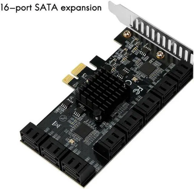 Alt view image 2 of 6 - PCIE SATA Expansion Card PCIE 1X to 16-Port SATA3.0 6Gbps SATA III Multi-Port Hard Disk Adapter Riser Card