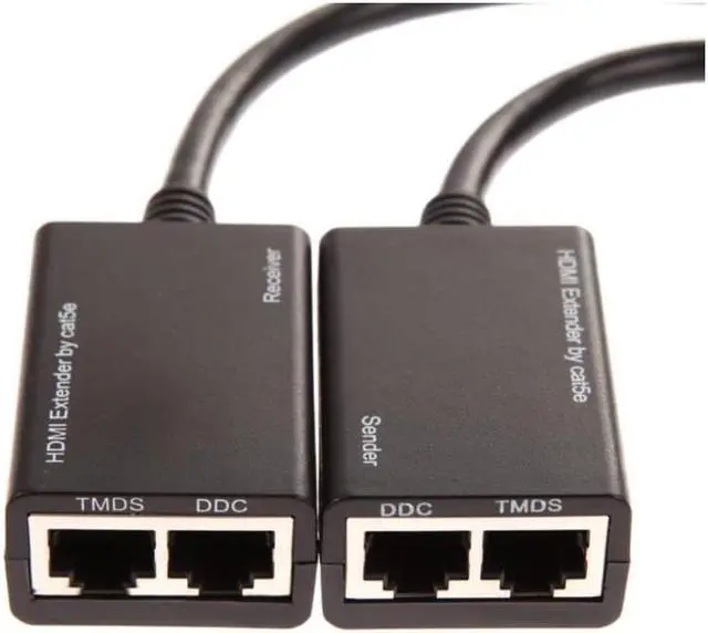 Alt view image 2 of 6 - 2PCS/Set HDMI Over RJ45 CAT5e CAT6 Cable LAN Ethernet Balun Extender Repeater 1080p 3D 30M