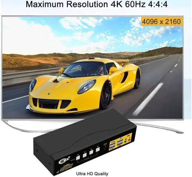 Alt view image 4 of 7 - CKL KVM Switch Dual Monitor DisplayPort 4 Port 4K 60Hz 4:4:4, 4x2 DP KVM Switch with Audio and USB 2.0 HUBs (CKL-642DP)