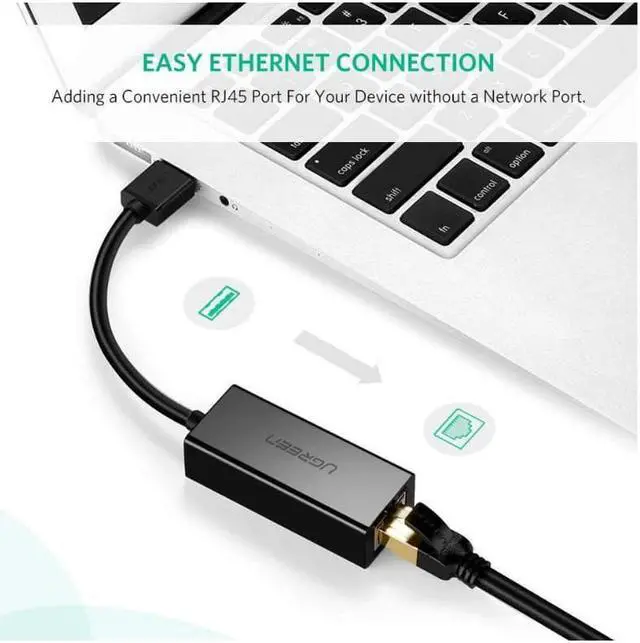 Alt view image 6 of 7 - UGREEN Ethernet Adapter USB 2.0 to 10/100 Network RJ45 Lan Wired Adapter for Nintendo Switch, Wii, Wii U, Macbook, Chromebook, Windows 10, 8.1, Mac OS, Surface Pro, Linux ASIX AX88772 Chipset (Black)