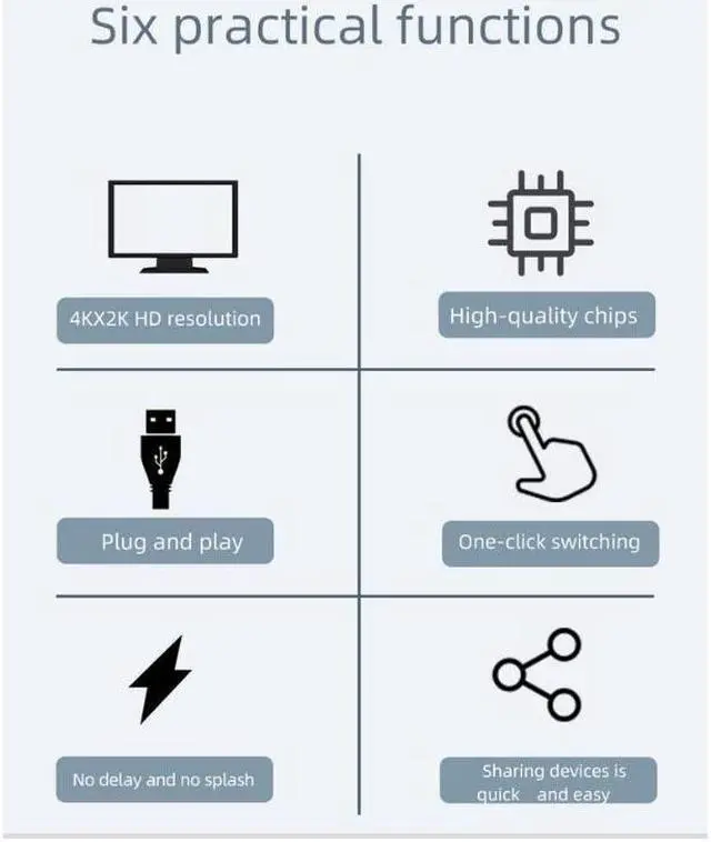 Alt view image 7 of 7 - 2 Ports Displayport KVM Switch Displayport USB Displayport KVM 144Hz DP Switcher 4KX2K/60Hz 2K/144Hz Displayport 2 in 1 out Displayport USB KVM Switcher 2 Desktop PC hosts Sharing Keyboard Mouse