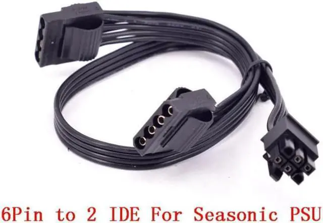 Main image of PCIe 6Pin to Dual 4Pin IDE Power Supply Cable for Seasonic KM3 Series X-750 X-850 SS-1050XP3 SS-1200XP3 M12II Evo Series 520 620 650 750 850 Snow Silent 750 1050 FOCUS PLUS Gold SSR-850FX/750FX