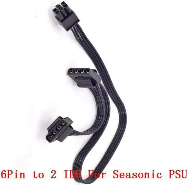 Alt view image 2 of 3 - PCIe 6Pin to Dual 4Pin IDE Power Supply Cable for Seasonic KM3 Series X-750 X-850 SS-1050XP3 SS-1200XP3 M12II Evo Series 520 620 650 750 850 Snow Silent 750 1050 FOCUS PLUS Gold SSR-850FX/750FX