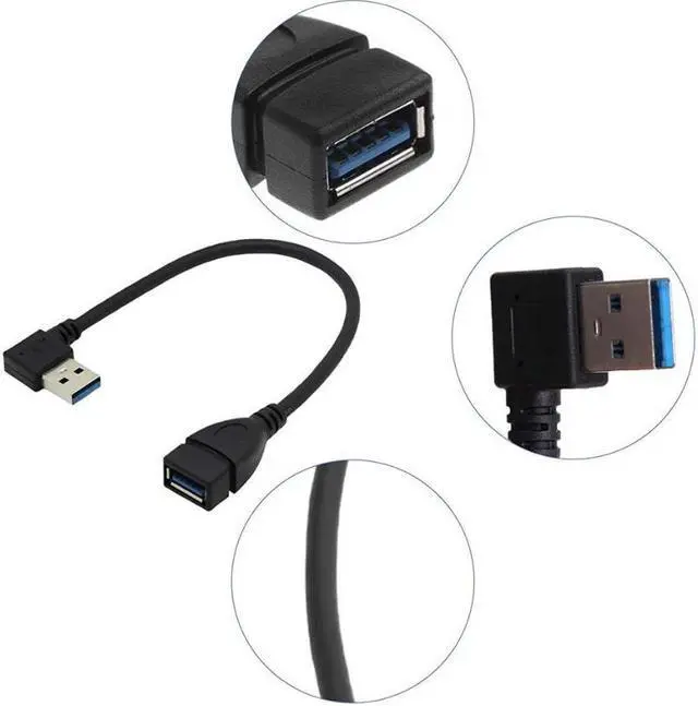 Alt view image 5 of 5 - SuperSpeed USB 3.0 Male to Female Extension Data Cable Left and Right Angle 2PCS by Oxsubor(20CM,8IN)
