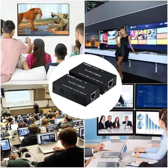 Alt view image 5 of 6 - 196ft/60m HDMI Extender, avedio links HDMI Extender Over Cat 5e/6/7, Digital HDMI Ethernet Extender Adapter Support Full HD 1080P 3D, EDID Copy, Deep Color, Compatible with Fire Stick, Roku, Blue-ray