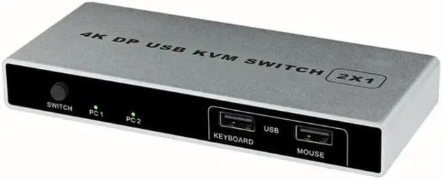 Alt view image 5 of 5 - Dual-port Displayport KVM Switch USB Displayport KVM 144Hz DP Switcher 4KX2K/60Hz 2K/144Hz Displayport 2 in 1 out KVM USB
