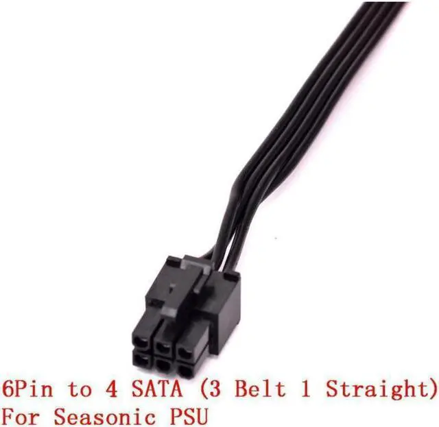 Alt view image 2 of 2 - PCIe 6Pin to 4 SATA 3 Angled 1 Straight Power Supply Cable for KM3 Series X-750 X-850 SS-1050XP3 SS-1200XP3 M12II Evo Series 520 620 650 750 850 Snow Silent 750 1050 FOCUS PLUS Gold SSR-850FX