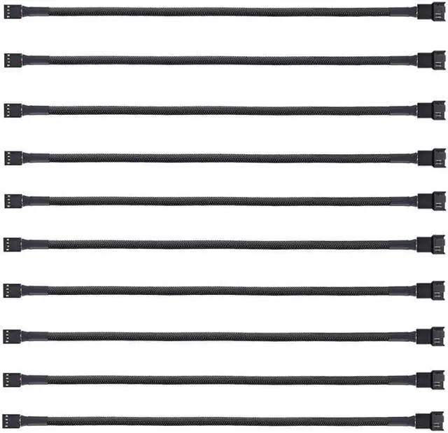 Main image of (10 Pack) 4-Pin PWM Fan Splitter Cable, 10.5"Sleeved Braided Adapter Computer PC Fan Power Extension Cable Converterfor Computer ATX Case 4 Pin 3 Pin Cooling Fan Cable