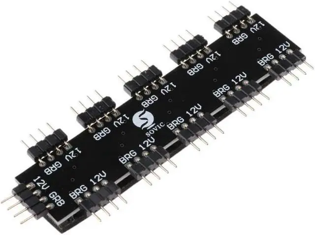 Alt view image 2 of 4 - 2 Pack RGB Fan Controller Hub 4Pin 12V LED Light Splitter 10 Ways, for Computer Motherboard Accessory Kit