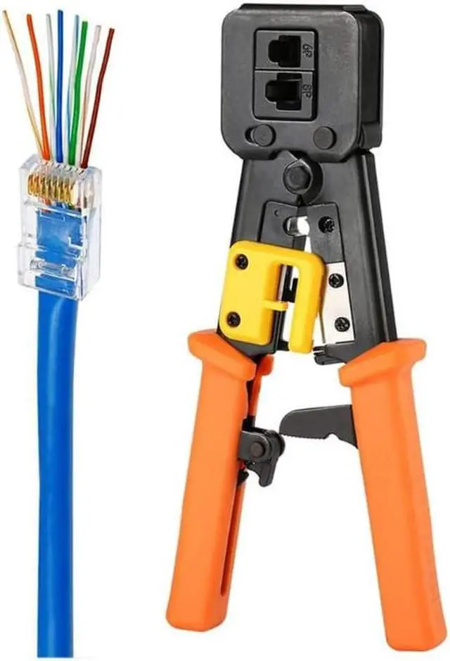 Main image of EZ RJ45 Crimp Tool Pass Through Cat5 Cat5e Cat6 Crimping Tool for RJ45/RJ12, CAT5, CAT5e, CAT6 Regular and End-Pass-Through connectors