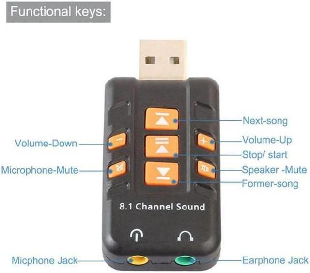 Alt view image 4 of 4 - USB Sound Card 8.1 Channel Virtual Audio Adapter AmplifierShell White Black Sound Cards for PC Computer