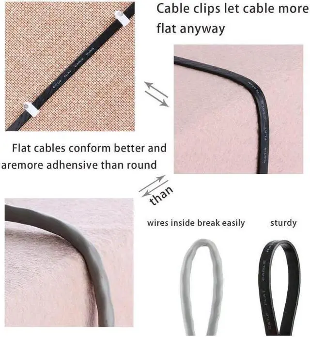 Alt view image 6 of 7 - Ethernet Cable Cat 6 Flat 10 ft Short Cat6 Network Patch Cable with Rj45 Connectors - 10 Feet Black (2 Pack)
