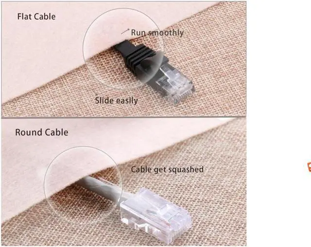 Alt view image 7 of 7 - Ethernet Cable Cat 6 Flat 10 ft Short Cat6 Network Patch Cable with Rj45 Connectors - 10 Feet Black (2 Pack)