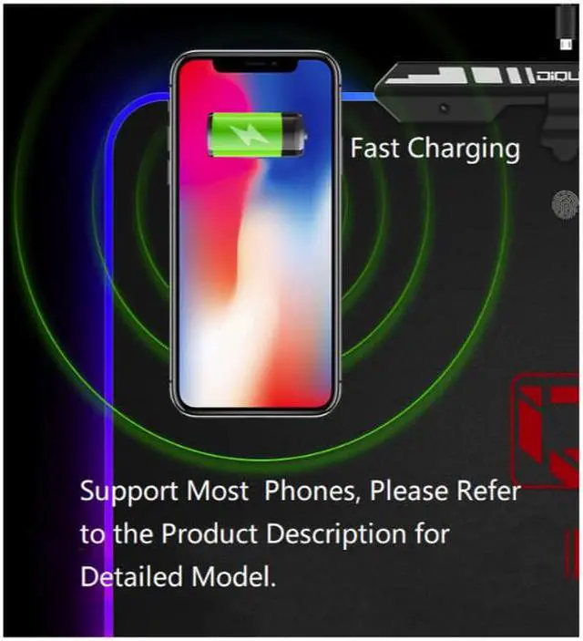 Alt view image 3 of 7 - RGB Gaming XL Mouse Pad Wireless Charging , Fast Charging,10 Modes Cool Light, Extended Mouse Mat, Anti-Fray Stitching & Non-Slip Grip - Wireless Charger - 31.5"X11.8"X 0.15"(800X300X4mm)