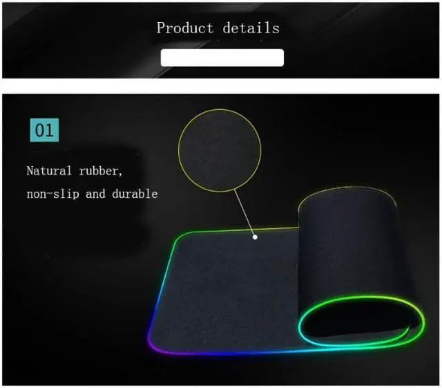 Alt view image 6 of 7 - RGB Gaming XL Mouse Pad Wireless Charging , Fast Charging,10 Modes Cool Light, Extended Mouse Mat, Anti-Fray Stitching & Non-Slip Grip - Wireless Charger - 31.5"X11.8"X 0.15"(800X300X4mm)