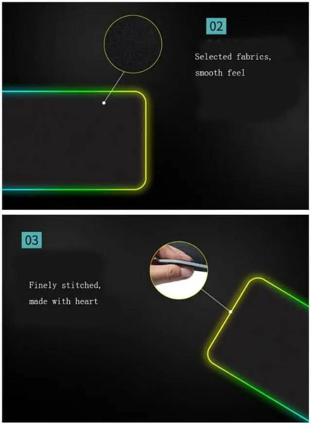 Alt view image 7 of 7 - RGB Gaming XL Mouse Pad Wireless Charging , Fast Charging,10 Modes Cool Light, Extended Mouse Mat, Anti-Fray Stitching & Non-Slip Grip - Wireless Charger - 31.5"X11.8"X 0.15"(800X300X4mm)