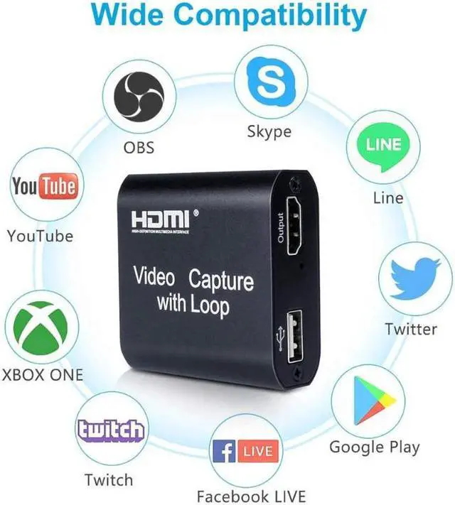 Alt view image 5 of 7 - Audio Video Capture Cards, 1080P 60FPS Game Video Capture Card Device, Live Stream and Record for Switch/X-1/360/ PS4/3/Wii U/Wins/Linux/Mac