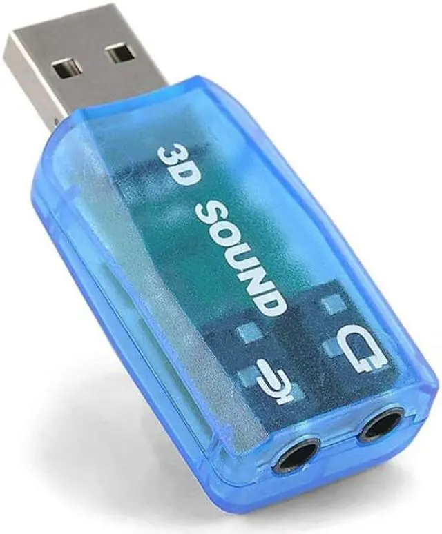 Main image of USB 3D Sound Card, 5.1 USB External Stereo Sound Card with 3.5mm Headphone and Microphone Jack Converter for Windows, Mac, Linux, PC, Laptop, Desktop (Blue)