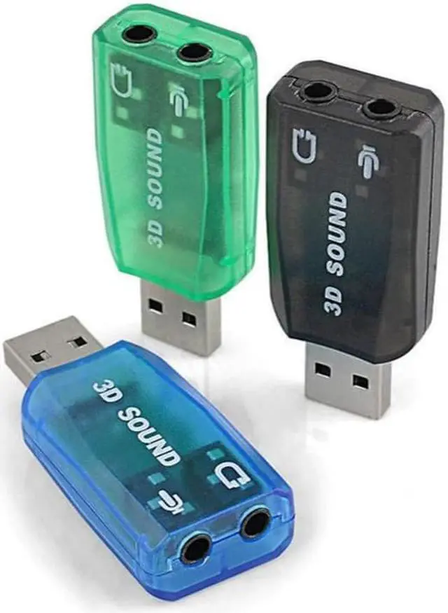 Alt view image 2 of 6 - USB 3D Sound Card, 5.1 USB External Stereo Sound Card with 3.5mm Headphone and Microphone Jack Converter for Windows, Mac, Linux, PC, Laptop, Desktop (Blue)