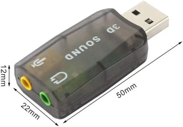 Alt view image 3 of 6 - USB 3D Sound Card, 5.1 USB External Stereo Sound Card with 3.5mm Headphone and Microphone Jack Converter for Windows, Mac, Linux, PC, Laptop, Desktop (Blue)