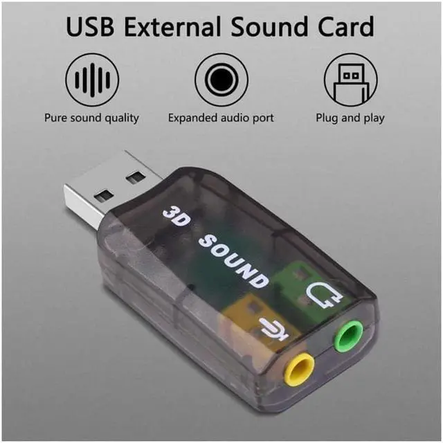 Alt view image 5 of 6 - USB 3D Sound Card, 5.1 USB External Stereo Sound Card with 3.5mm Headphone and Microphone Jack Converter for Windows, Mac, Linux, PC, Laptop, Desktop (Blue)