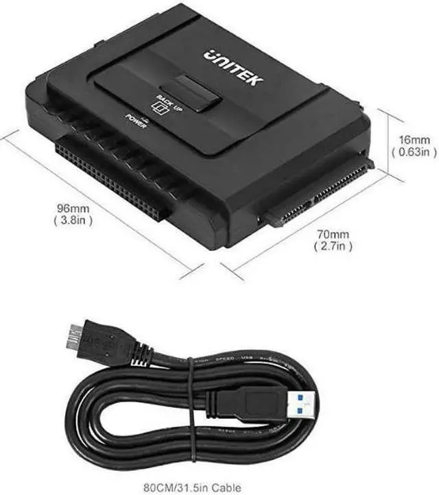 Alt view image 6 of 7 - USB 3.0 to IDE and SATA Converter External Hard Drive Adapter Kit for Universal 2.5/3.5 HDD/SSD Hard Drive Disk, One Touch Backup Function and Restore Software, Included 12V/2A Power Adapter