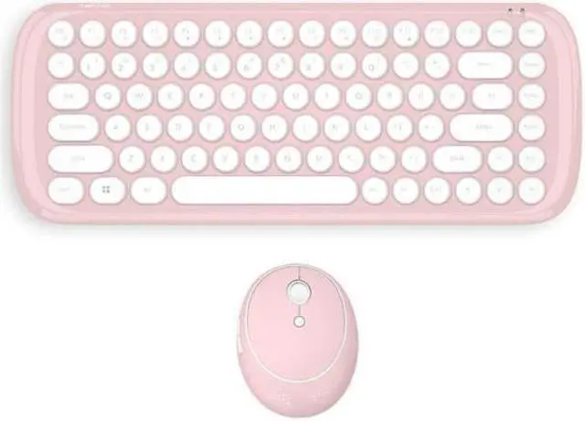 Main image of Keyboard Mouse Set 2.4G Girl Office Home Cute Laptop Desktop Mute Wireless Round Keyboard and Mouse -White pink