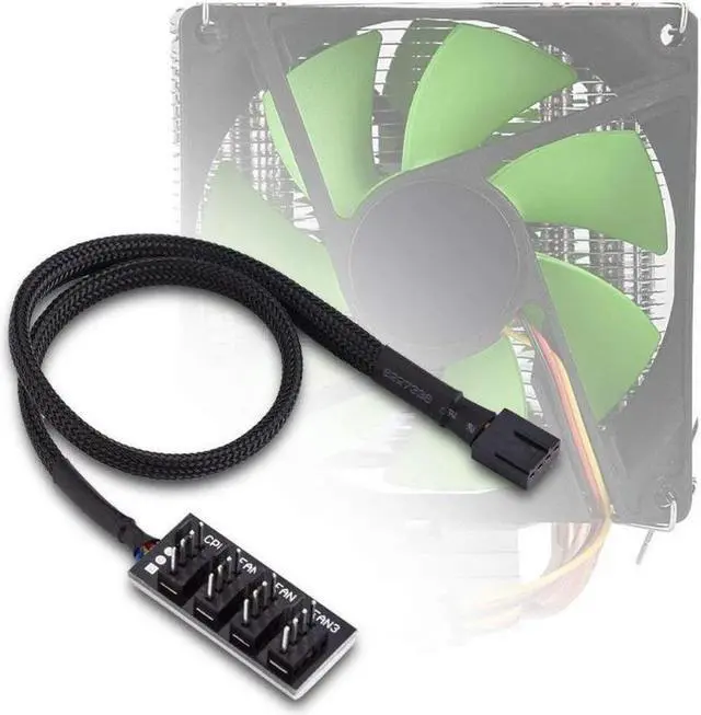 Alt view image 3 of 7 - 4-Pin PWM Power Cable,Black Sleeved 4 Way PWM Splitter hub Computer CPU/Case Fan Power Multi Splitter Connector Cable Adapter