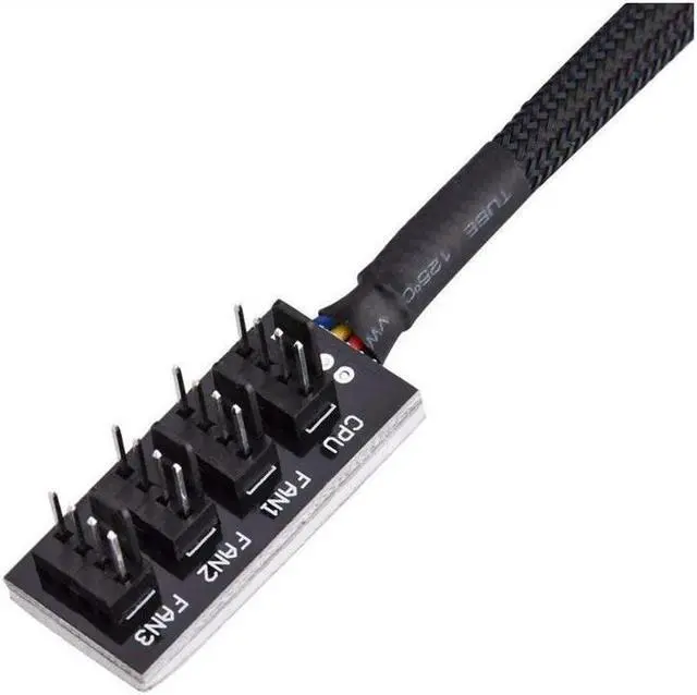 Alt view image 6 of 7 - 4-Pin PWM Power Cable,Black Sleeved 4 Way PWM Splitter hub Computer CPU/Case Fan Power Multi Splitter Connector Cable Adapter