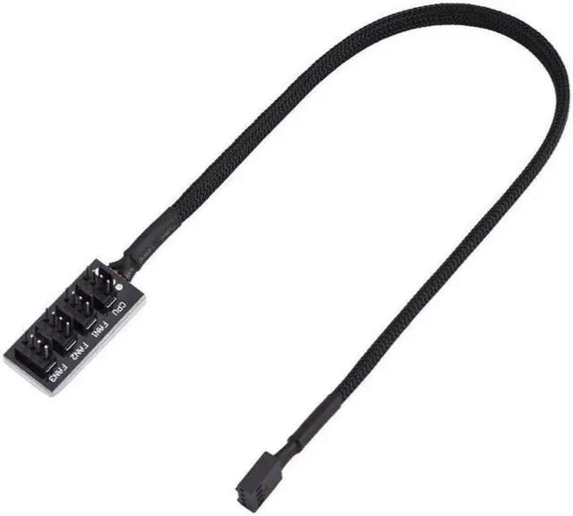 Alt view image 2 of 7 - 4-Pin PWM Power Cable,Black Sleeved 4 Way PWM Splitter hub Computer CPU/Case Fan Power Multi Splitter Connector Cable Adapter