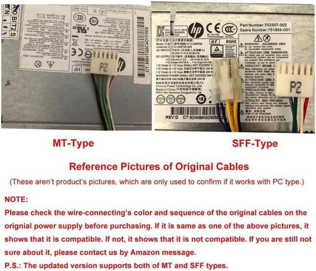 Alt view image 4 of 7 - 24 Pin to 6 Pin ATX Power Adapter Cable for HP Z220 Z230 SFF MT TWR Series 4000 6005 8300 ProDesk 600 G1 EliteDesk 800 G1 13-inch(33cm)