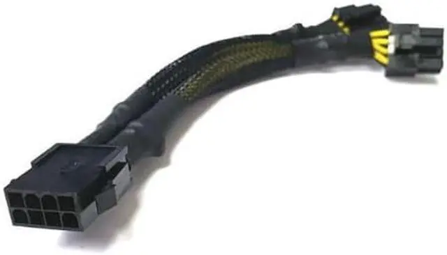Alt view image 2 of 4 - AYA 7" 8-Pin EPS-12V Male to Dual 8-Pin EPS-12V Female Y Splitter Cable 18AWG Black Sleeves AYA-8PM-2X8PF
