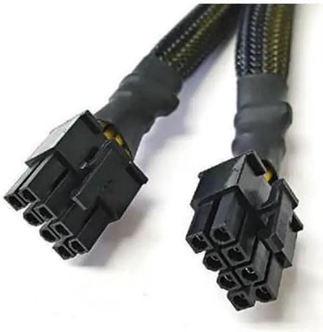 Alt view image 4 of 4 - AYA 7" 8-Pin EPS-12V Male to Dual 8-Pin EPS-12V Female Y Splitter Cable 18AWG Black Sleeves AYA-8PM-2X8PF
